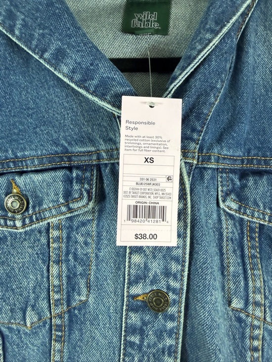 Wild Fable Women's Oversized Hooded Denim Jacket - Medium Wash XS: Midweight - Picture 8 of 11